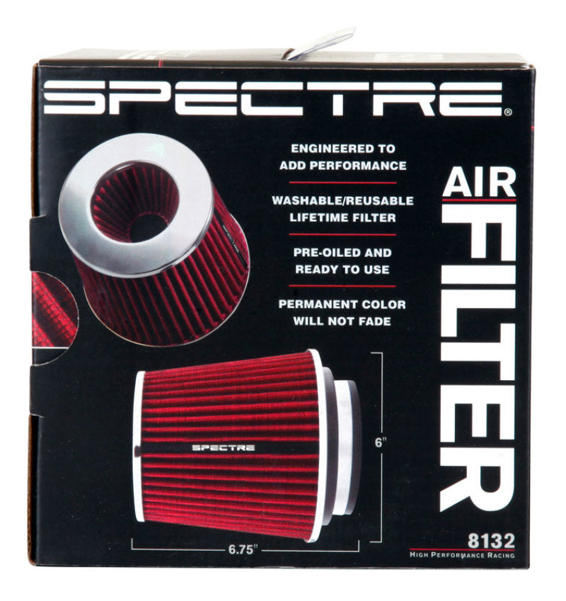 Spectre Adjustable Conical Air Filter 5-1/2in. Tall (Fits 3in. / 3-1/2in. / 4in. Tubes) - Red Spectre Adjustable Conical Air Filter 5-1/2in. Tall (Fits 3in. / 3-1/2in. / 4in. Tubes) - Red