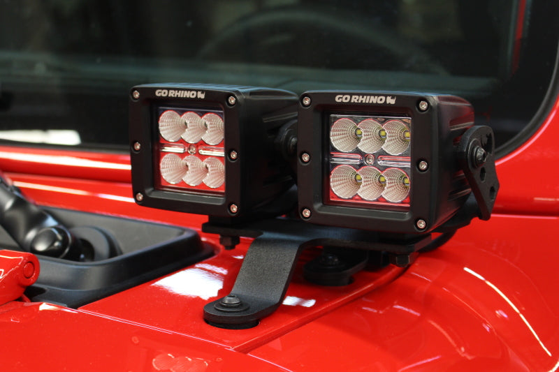 Go Rhino 18-20 Jeep Wrangler JL/JLU/Gladiator JT Light Mount - Two 3in Cubes Go Rhino 18-20 Jeep Wrangler JL/JLU/Gladiator JT Light Mount - Two 3in Cubes