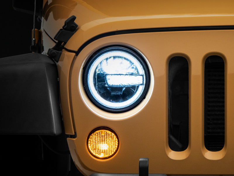 Raxiom 97-18 Jeep Wrangler TJ/JK 7-Inch LED Headlights w/ Halos- Black Housing (Clear Lens) Raxiom 97-18 Jeep Wrangler TJ/JK 7-Inch LED Headlights w/ Halos- Black Housing (Clear Lens)