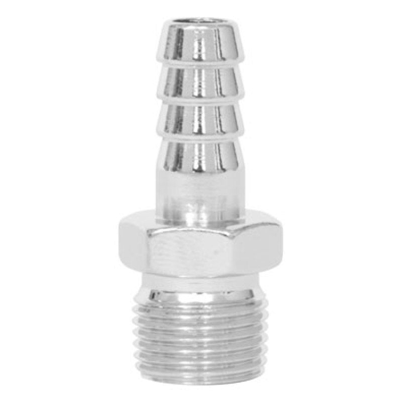 Spectre Fuel Fitting 3/8in. Hose Barb NPT Threads - Chrome Spectre Fuel Fitting 3/8in. Hose Barb NPT Threads - Chrome