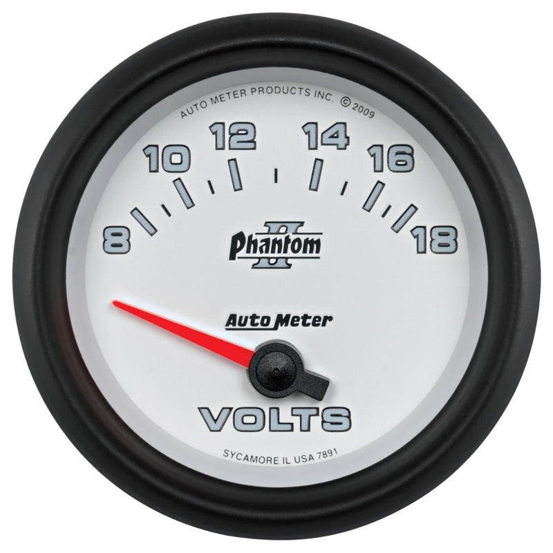 Autometer Phantom II 2-5/8in 18V Electric Voltmeter Gauge Autometer Phantom II 2-5/8in 18V Electric Voltmeter Gauge