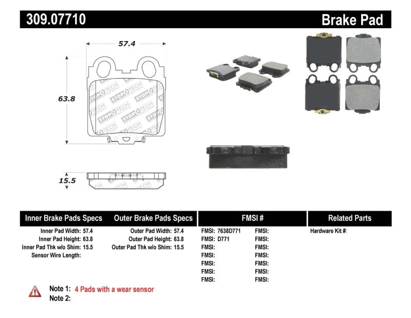 StopTech Performance 98-05 Lexus GS 300/350/400/430/450H / 00-05 IS250/300/350 Rear Brake Pads StopTech Performance 98-05 Lexus GS 300/350/400/430/450H / 00-05 IS250/300/350 Rear Brake Pads