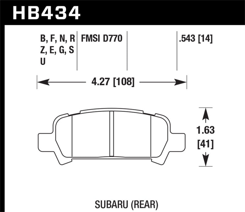 Hawk 02-03 WRX / 05-08 LGT D770 HPS Street Rear Brake Pads Hawk 02-03 WRX / 05-08 LGT D770 HPS Street Rear Brake Pads