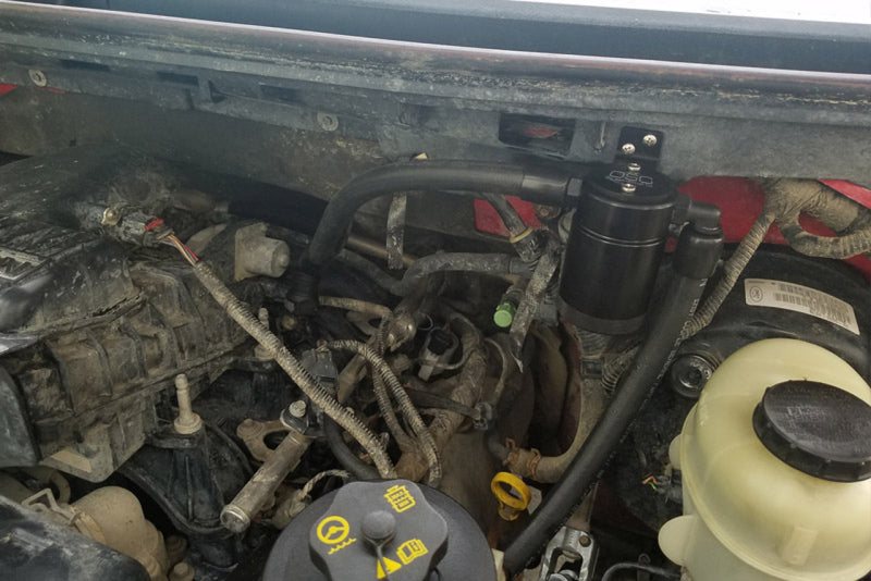 J&L 05-10 Ford F-150 5.4L Driver Side Oil Separator 3.0 - Black Anodized J&L 05-10 Ford F-150 5.4L Driver Side Oil Separator 3.0 - Black Anodized