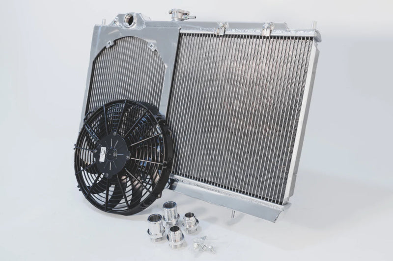CSF 96-07 Mitsubishi Evo 4/5/6/7/8/9 Full-Slim Radiator w/12in Fan & Shroud/-16AN & Slip On Fitting CSF 96-07 Mitsubishi Evo 4/5/6/7/8/9 Full-Slim Radiator w/12in Fan & Shroud/-16AN & Slip On Fitting