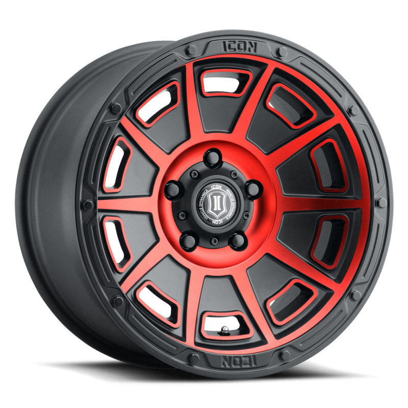 ICON Victory17x8.5 6x5.5 0mm Offset 4.75in BS Satin Black w/Red Tint Wheel ICON Victory17x8.5 6x5.5 0mm Offset 4.75in BS Satin Black w/Red Tint Wheel