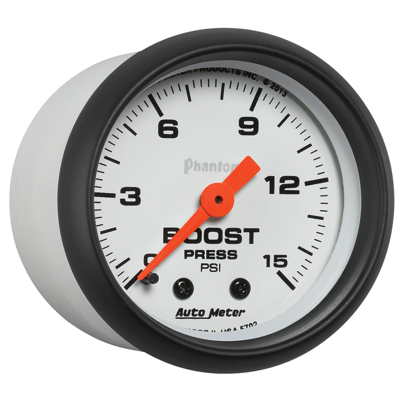 Autometer Phantom 52mm 0-15PSI Mechanical Boost Pressure Gauge Autometer Phantom 52mm 0-15PSI Mechanical Boost Pressure Gauge
