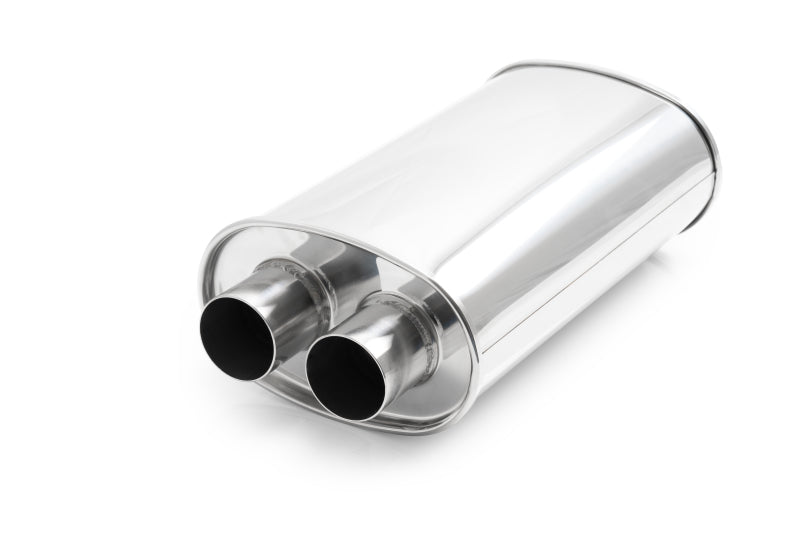 Vibrant Universal Streetpower 2.25in Stainless Steel Dual In-Out Oval Muffler Vibrant Universal Streetpower 2.25in Stainless Steel Dual In-Out Oval Muffler