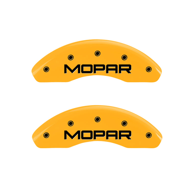 MGP 4 Caliper Covers Engraved Front & Rear MOPAR Yellow finish black ch MGP 4 Caliper Covers Engraved Front & Rear MOPAR Yellow finish black ch