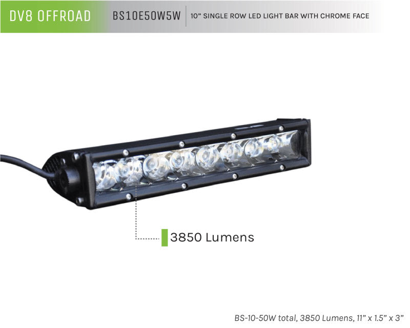 DV8 Offroad SL 8 Slim 10in Light Bar Slim 50W Spot 5W CREE LED - Black DV8 Offroad SL 8 Slim 10in Light Bar Slim 50W Spot 5W CREE LED - Black