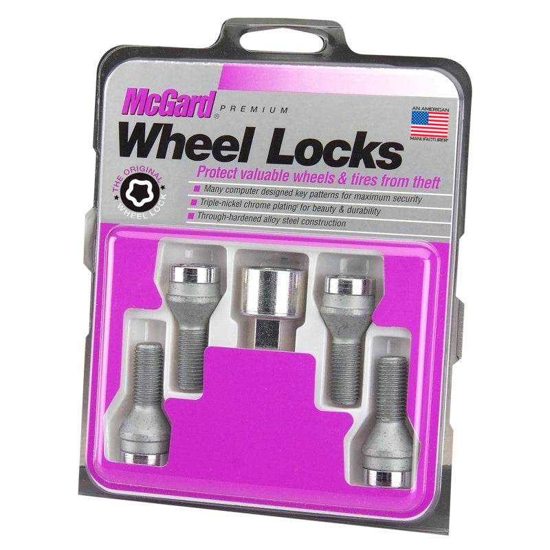 McGard Wheel Lock Bolt Set - 4pk. (Cone Seat) M14X1.5 / 17mm Hex / 27.5mm Shank Length - Chrome McGard Wheel Lock Bolt Set - 4pk. (Cone Seat) M14X1.5 / 17mm Hex / 27.5mm Shank Length - Chrome