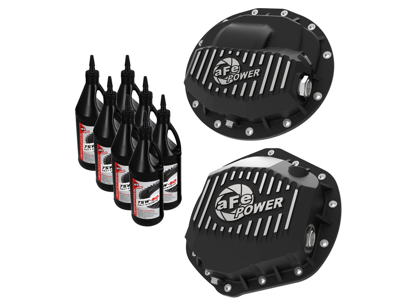 aFe Pro Series F&R Differential Cover Black w/ Machined Fins 13-18 RAM 6.7L w/ 75W90 Synth Gear Oil aFe Pro Series F&R Differential Cover Black w/ Machined Fins 13-18 RAM 6.7L w/ 75W90 Synth Gear Oil