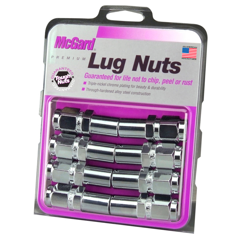 McGard Hex Lug Nut (Long Shank - 1in. / Duplex) - 9/16-18 / 7/8 Hex / 2.425in. L (8-Pack) - Chrome McGard Hex Lug Nut (Long Shank - 1in. / Duplex) - 9/16-18 / 7/8 Hex / 2.425in. L (8-Pack) - Chrome