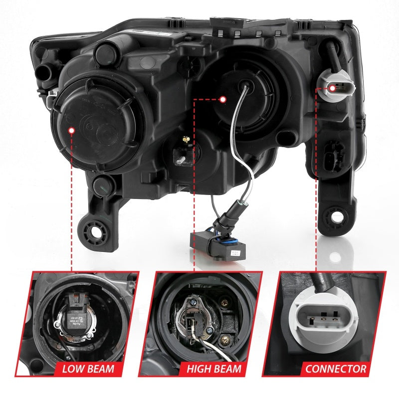 ANZO 2017-2018 Jeep Grand Cherokee Projector Headlights w/ Plank Style Switchback - Chrome w/ Amber ANZO 2017-2018 Jeep Grand Cherokee Projector Headlights w/ Plank Style Switchback - Chrome w/ Amber