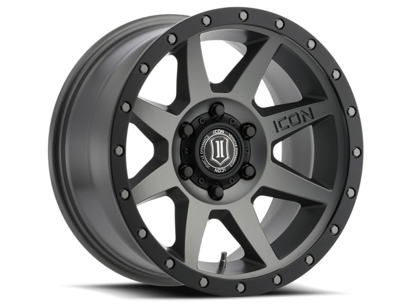 ICON Rebound 17x8.5 6x5.5 25mm Offset 5.75in BS 95.1mm Bore Titanium Wheel ICON Rebound 17x8.5 6x5.5 25mm Offset 5.75in BS 95.1mm Bore Titanium Wheel