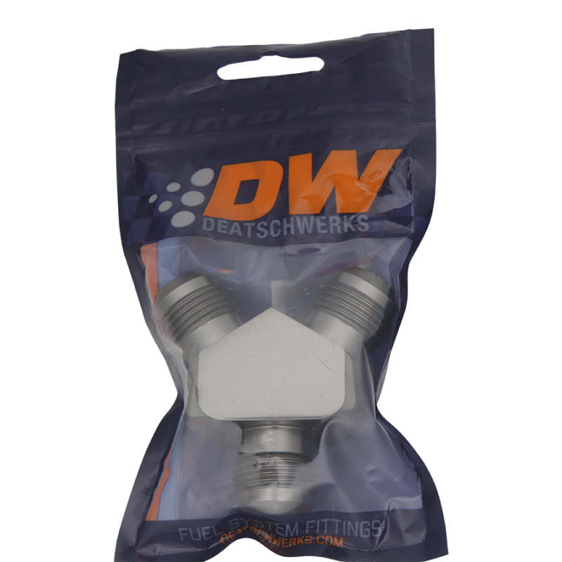 DeatschWerks 10AN Male Flare + 10AN Male Flare To 10AN Male Flare Y-Block Fitting DeatschWerks 10AN Male Flare + 10AN Male Flare To 10AN Male Flare Y-Block Fitting