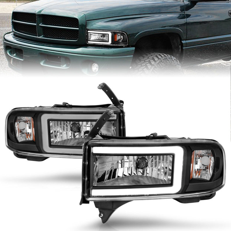 ANZO 94-02 Dodge RAM Crystal Headlight - w/ Light Bar Black Housing ANZO 94-02 Dodge RAM Crystal Headlight - w/ Light Bar Black Housing