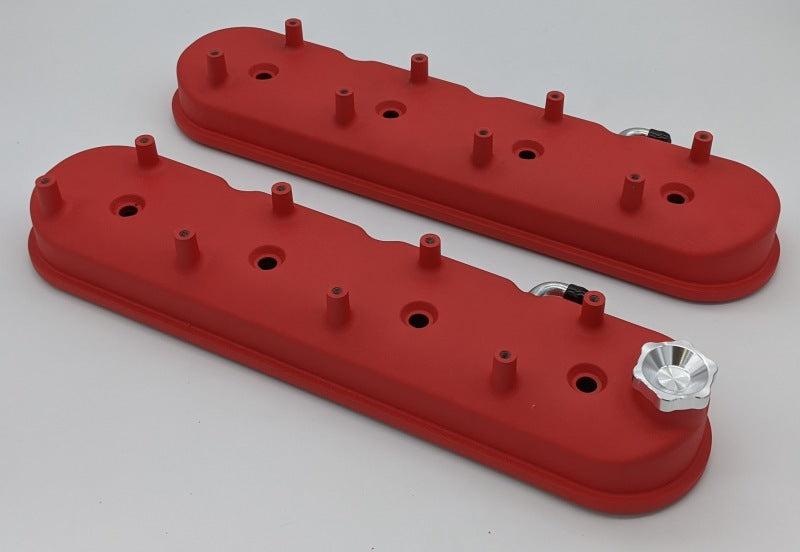 Granatelli 96-22 GM LS Tall Valve Cover w/Integral Angled Coil Mounts - Red Wrinkle (Pair) Granatelli 96-22 GM LS Tall Valve Cover w/Integral Angled Coil Mounts - Red Wrinkle (Pair)
