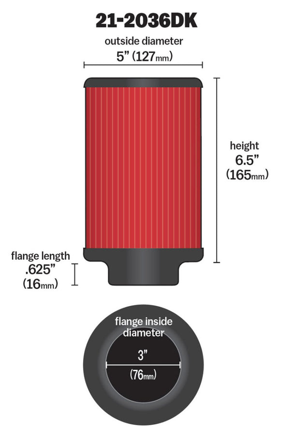 AEM Aif Filter, 3inFLG/ 5inOD/ 6-1/2inH Dry Flow AEM Aif Filter, 3inFLG/ 5inOD/ 6-1/2inH Dry Flow