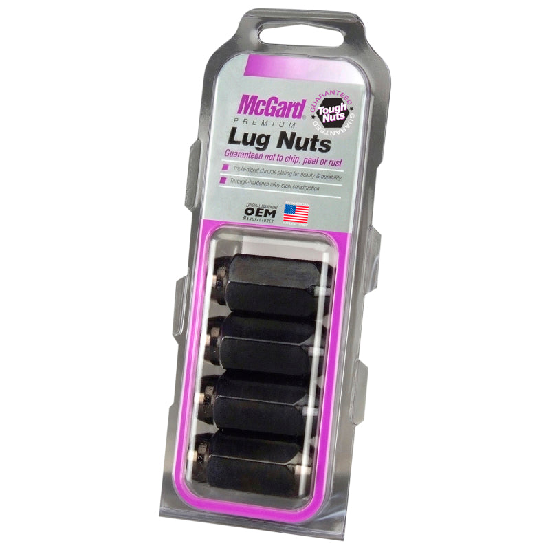 McGard Hex Lug Nut (Cone Seat) M14X1.5 / 22mm Hex / 1.635in. Length (4-Pack) - Black McGard Hex Lug Nut (Cone Seat) M14X1.5 / 22mm Hex / 1.635in. Length (4-Pack) - Black
