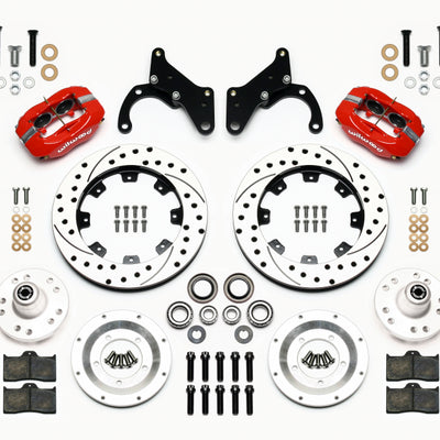 Wilwood Forged Dynalite Front Kit 12.19in Drilled Red 65-68 Chevy Impala -Drum Spindle