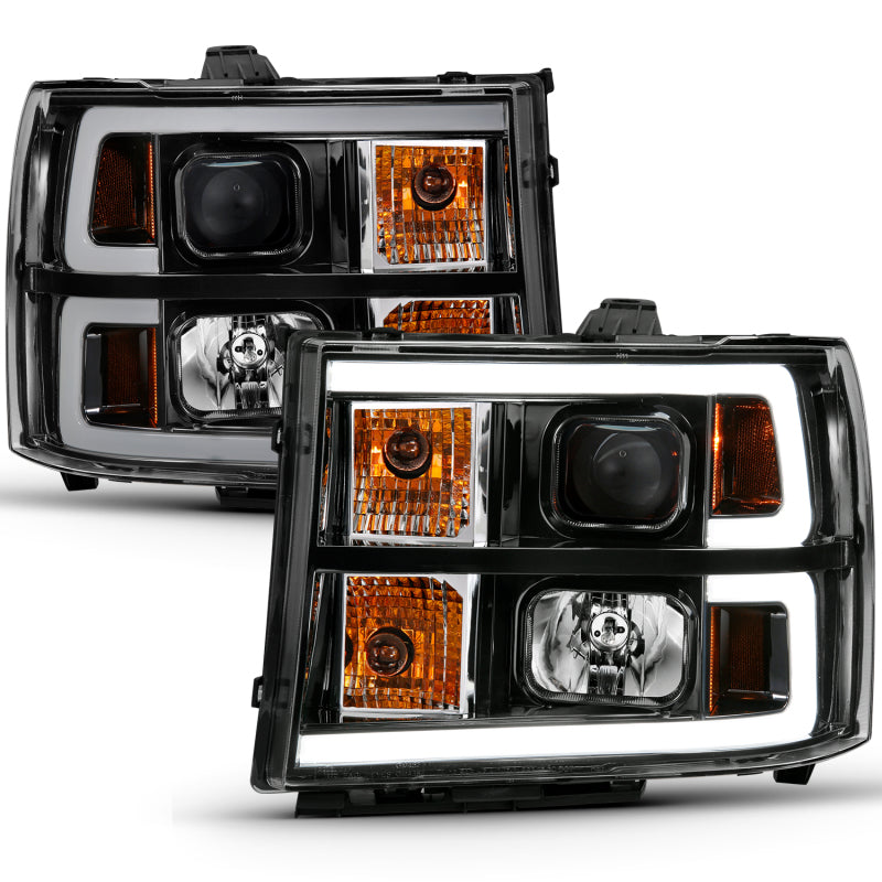 ANZO 2007-2013 Gmc Sierra 1500 Projector Headlight Plank Style Black w/ Clear Lens Amber ANZO 2007-2013 Gmc Sierra 1500 Projector Headlight Plank Style Black w/ Clear Lens Amber