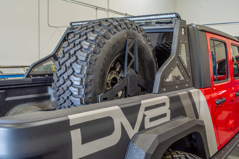 DV8 Offroad 2019+ Jeep Gladiator Universal Stand Up In-Bed Tire Carrier DV8 Offroad 2019+ Jeep Gladiator Universal Stand Up In-Bed Tire Carrier