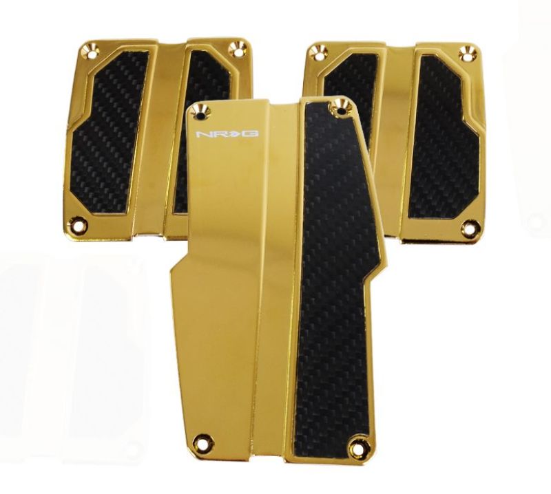 NRG Brushed Aluminum Sport Pedal M/T - Chrome Gold w/Black Carbon NRG Brushed Aluminum Sport Pedal M/T - Chrome Gold w/Black Carbon