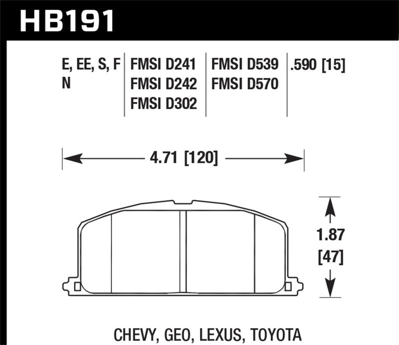 Hawk 87 Toyota Corolla FX16 HP+ Street Front Brake Pads Hawk 87 Toyota Corolla FX16 HP+ Street Front Brake Pads