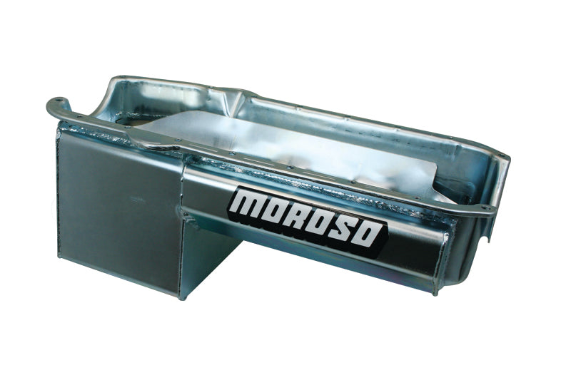 Moroso Pre-80 Chevrolet SBC/Dart Little M Power Pouch Wet Sump 7qt 8.25in Steel Oil Pan - Black Moroso Pre-80 Chevrolet SBC/Dart Little M Power Pouch Wet Sump 7qt 8.25in Steel Oil Pan - Black