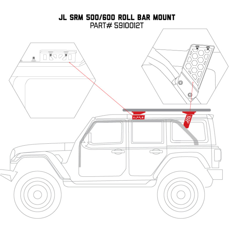 Go Rhino 19-22 Jeep Wrangler JLU SRM Roll Bar Mount Kit - Tex. Blk Go Rhino 19-22 Jeep Wrangler JLU SRM Roll Bar Mount Kit - Tex. Blk