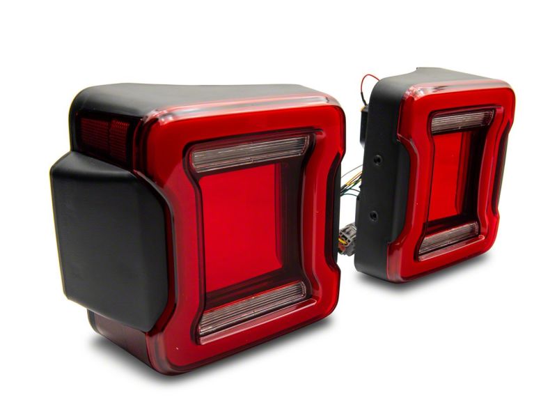 Raxiom 07-18 Jeep Wrangler JK Axial Series JL Style LED Tail Lights- BlkHousing- Red Lens Raxiom 07-18 Jeep Wrangler JK Axial Series JL Style LED Tail Lights- BlkHousing- Red Lens