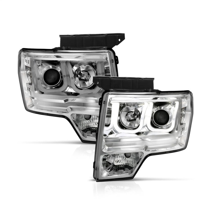 ANZO 2009-2014 Ford F-150 Projector Headlights w/ U-Bar Chrome ANZO 2009-2014 Ford F-150 Projector Headlights w/ U-Bar Chrome