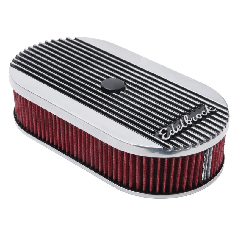 Edelbrock Air Cleaner Elite II Oval Single 4-Bbl Carb 2 5In Red Element Polished Edelbrock Air Cleaner Elite II Oval Single 4-Bbl Carb 2 5In Red Element Polished