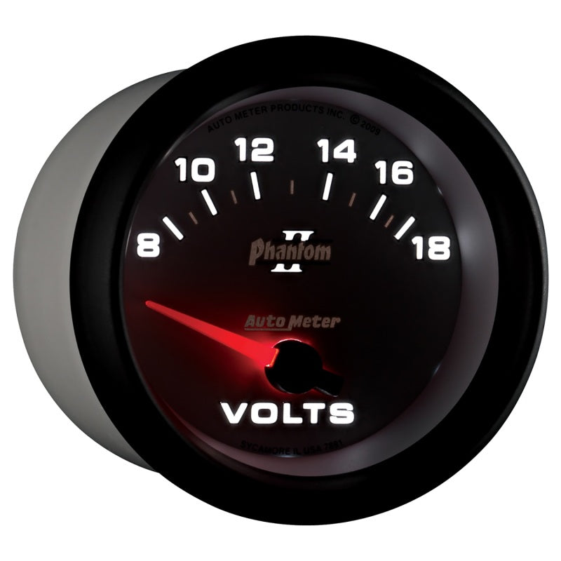 Autometer Phantom II 2-5/8in 18V Electric Voltmeter Gauge Autometer Phantom II 2-5/8in 18V Electric Voltmeter Gauge