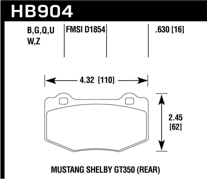 Hawk 15-17 Ford Mustang HPS 5.0 Rear Brake Pads Hawk 15-17 Ford Mustang HPS 5.0 Rear Brake Pads