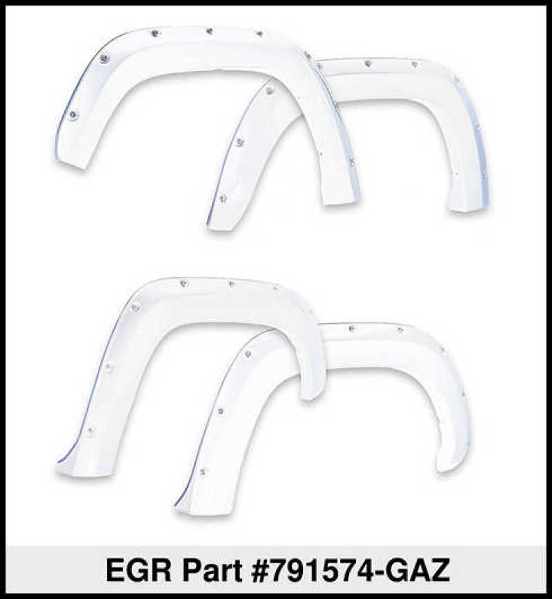 EGR 14+ Chev Silverado 6-8ft Bed Bolt-On Look Color Match Fender Flares - Set - Summit White EGR 14+ Chev Silverado 6-8ft Bed Bolt-On Look Color Match Fender Flares - Set - Summit White