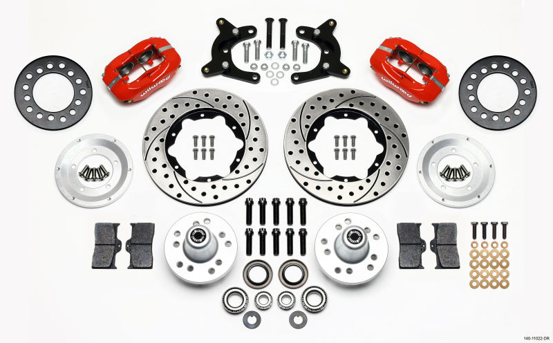 Wilwood Forged Dynalite Front Kit 11.00in Drilled Red 62-72 CDP A Body - 9in Drum Wilwood Forged Dynalite Front Kit 11.00in Drilled Red 62-72 CDP A Body - 9in Drum
