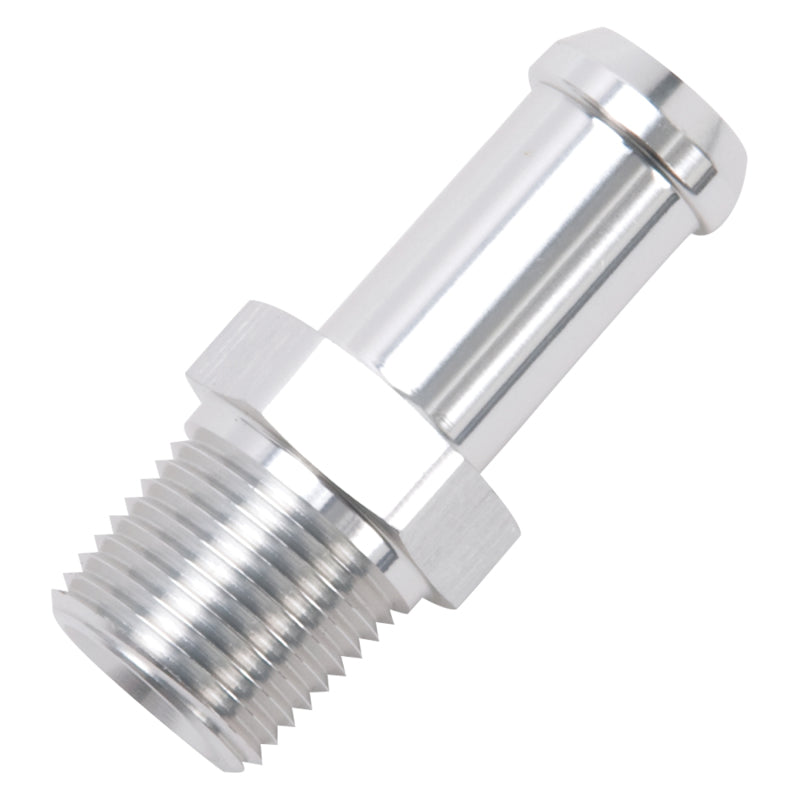 Edelbrock Hose End Straight 3/8In NPT to 1/2In Barb Clear Anodize Edelbrock Hose End Straight 3/8In NPT to 1/2In Barb Clear Anodize
