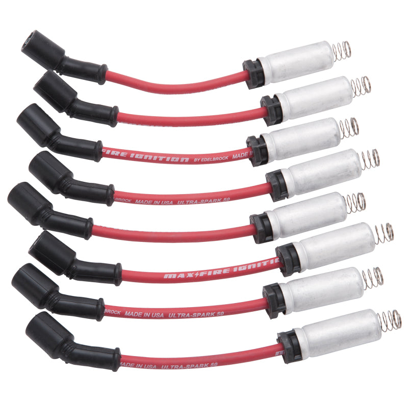Edelbrock Spark Plug Wire Set Ls Kit w/ Metal Sleeves 99-15 50 Ohm Resistance Red Wire (Set of 8) Edelbrock Spark Plug Wire Set Ls Kit w/ Metal Sleeves 99-15 50 Ohm Resistance Red Wire (Set of 8)