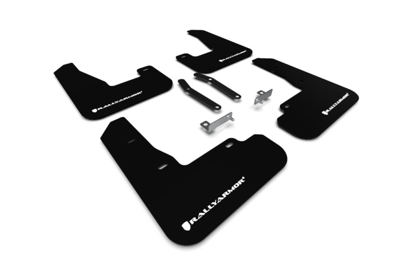 Rally Armor 19-21 Hyundai Elantra GT N Line/i30 Black UR Mud Flap w/White Logo Rally Armor 19-21 Hyundai Elantra GT N Line/i30 Black UR Mud Flap w/White Logo