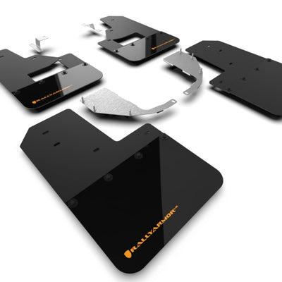 Rally Armor 21-25 Ford Bronco (Steel Bmpr + RB - NO Rptr/Sprt) Blk Mud Flap w/Cy Orange Logo