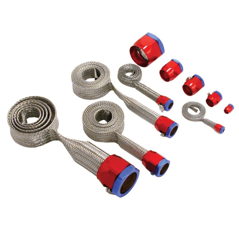 Spectre MagnaBraid 304SS Braided Sleeving Kit - Red/Blue End Caps Spectre MagnaBraid 304SS Braided Sleeving Kit - Red/Blue End Caps