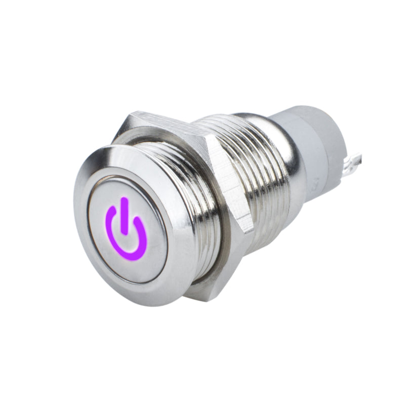 Oracle Pre-Wired Power Symbol Momentary Flush Mount LED Switch - UV/Purple Oracle Pre-Wired Power Symbol Momentary Flush Mount LED Switch - UV/Purple
