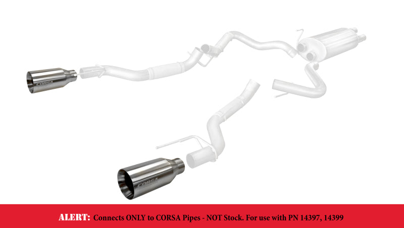 Corsa 2017-2020 Ford F-150 Raptor 3in Inlet / 5in Outlet Satin Polished Tip Kit (For Corsa Exh Only) Corsa 2017-2020 Ford F-150 Raptor 3in Inlet / 5in Outlet Satin Polished Tip Kit (For Corsa Exh Only)