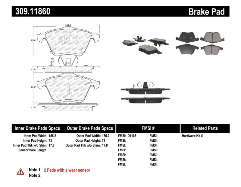 StopTech Performance 06-07 Mazda 6 Front Brake Pads StopTech Performance 06-07 Mazda 6 Front Brake Pads
