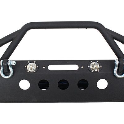 Fishbone Offroad 07-18 Jeep Wrangler Front Winch Bumper W/LEDs Full Width - Blk Texured Powdercoated