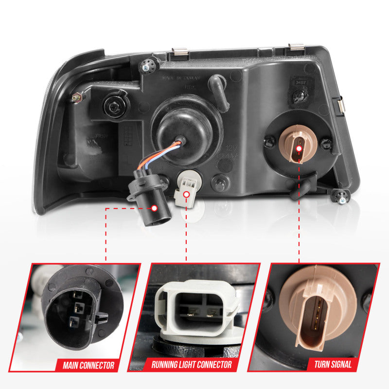 ANZO 2001-2011 Ford Ranger Crystal Headlights w/ Light Bar Black Housing ANZO 2001-2011 Ford Ranger Crystal Headlights w/ Light Bar Black Housing