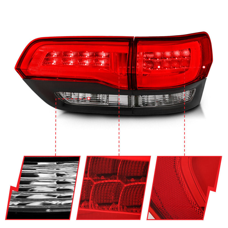 ANZO 2014-2016 Jeep Grand Cherokee LED Taillights Red/Clear ANZO 2014-2016 Jeep Grand Cherokee LED Taillights Red/Clear