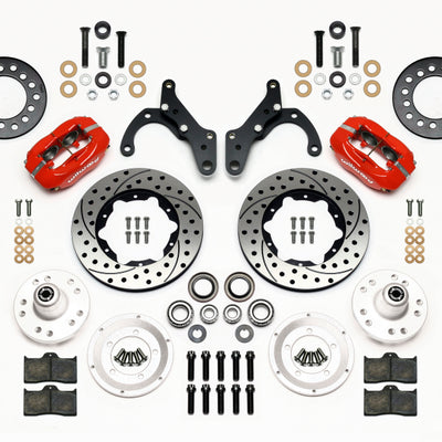 Wilwood Forged Dynalite Front Kit 11.00in Drill-Red 69-70 Impala Drum/Disc 69-82 Vette